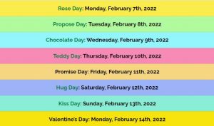 Valentine Day list 2022